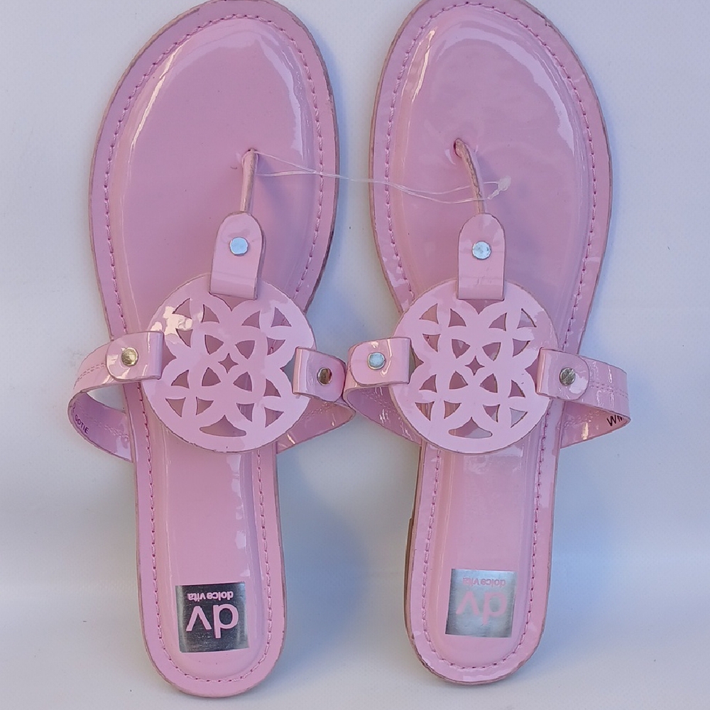 DV by Dolce Vita Pink Thong Sandals with Medallion Design